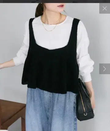 [ 새상품급 ] PUAL CE CIN 퓨어세신 니트 플레어 뷔스티에 블랙