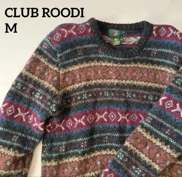 클럽 루디 다색 무늬 크루넥 니트 스웨터 긴팔