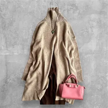 새상품급 매디슨 블루 빅 실루엣 니트 원피스 프리 베이지