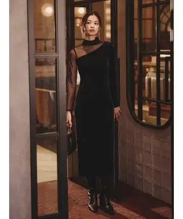 anuans 시어 콤비 타이트 원피스 s