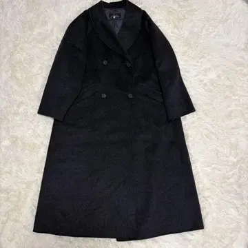 레킵 요시에 이나바 캐시미어 100% 체스터 롱 코트 다크 그레이