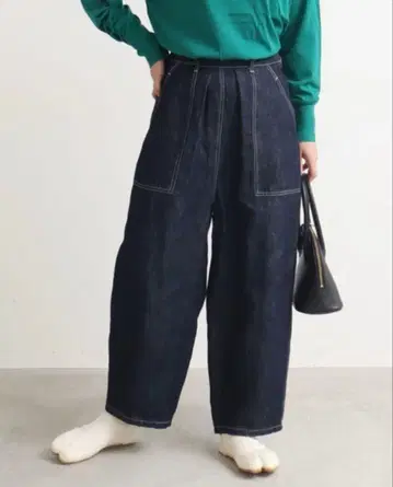 yuni 코튼 린넨 데님 워크 코쿤 팬츠