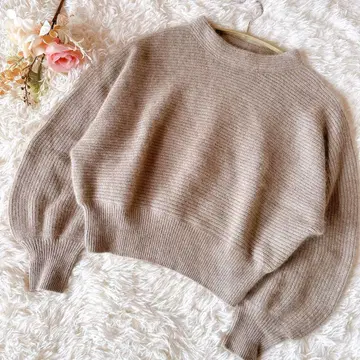 새상품급 ANAYI 여성용 볼륨 슬리브 베이지 니트 스웨터 M