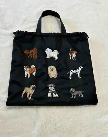 Bleu Bleuet 강아지 자수 토트백