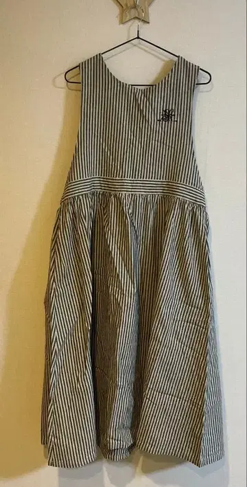 면 린넨 에이프런 원피스