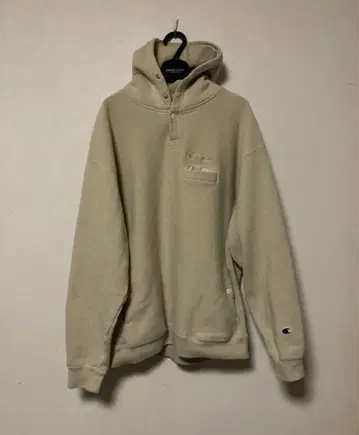 챔피온 파랑 택 리버스 위브 베이지 스냅 버튼 후드티