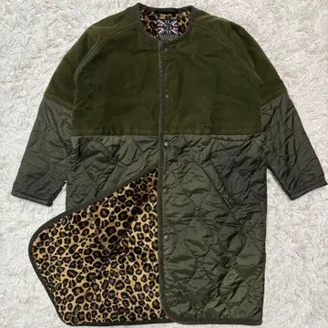 초 레어/별주/컨디션 최상 라벤햄 퀼팅 코트 레오파드 말 택 카키