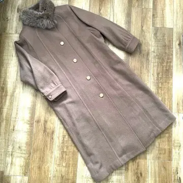 브라운 퍼 부착 롱 코트