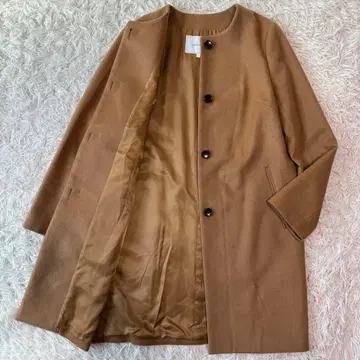 21AW/미사용급/L상당 언타이틀 코쿤 코트 노카라 카멜