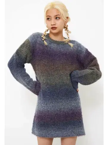 SOFT BORDER KNIT OP LAGUA GEM 퍼플