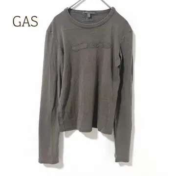 가스 긴팔 티셔츠 브랜드 로고 자수 크루넥 무지 심플