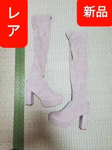 새상품 미셸 마카롱 초슬림 레그 니하이 부츠 베이지