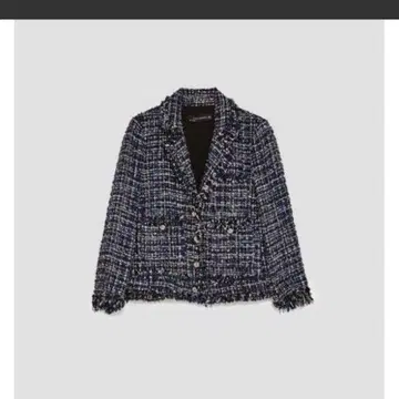 자라 우먼 트위드 프린지 가공 자켓