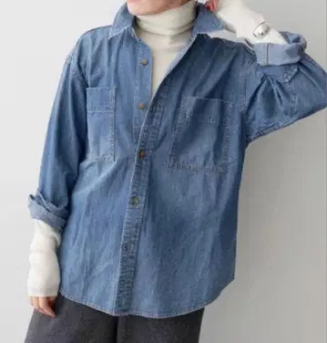 스픽앤스팬 라이트 온스 데님 셔츠 블루