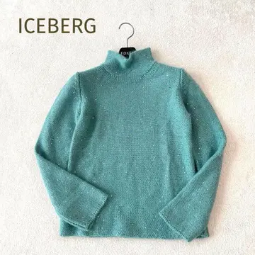 새상품급 ICEBERG 이탈리아제 모헤어 스팽글 니트 그린 M