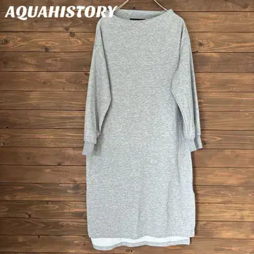 [ AQUAHISTORY ] 그레이 긴팔 티셔츠 원피스 슬릿 M