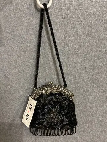 앤티크 비즈 자수 블랙 파티 백