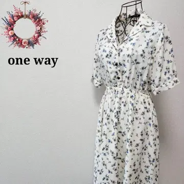 원웨이 꽃무늬 셔츠 원피스 플라워 프린트 A라인 카라 부착 M