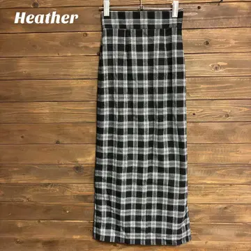[ 헤더 ] Heather 체크 무늬 타이트 롱 스커트 S