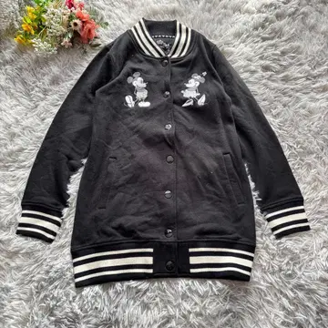 Disney 디즈니 롱 기장 바시티 자켓 [ M ] 블랙 자수 미키