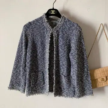 띠어리 럭스*부드러운 트위드 저지 노카라 자켓