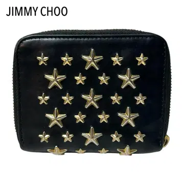 지미추 2단 접이식 지갑 풀 라운드 지퍼 블랙 별