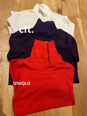 cft. UNIQLO 하이넥 리브 상의 3색 세트