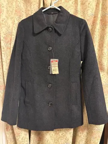 새상품 택 포함 무인양품 울 혼방 스텐카라 코트 여성M 차콜 그레이