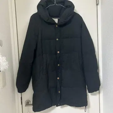 DOUBLE NAME 롱 다운 코트 후드 부착 포켓 부착 블랙