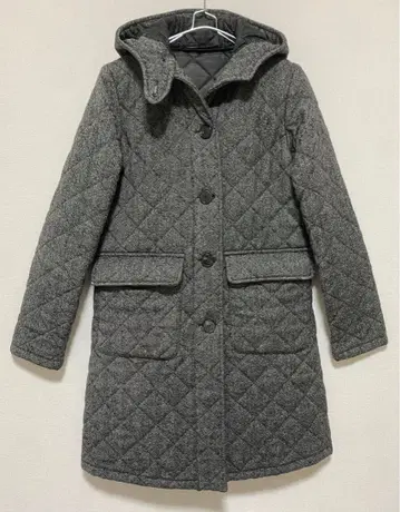 MACKINTOSH 퀼팅 코트 36 그레이 후드 부착