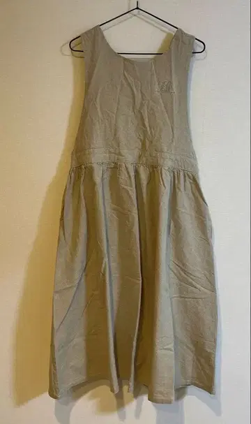 면 린넨 에이프런 원피스