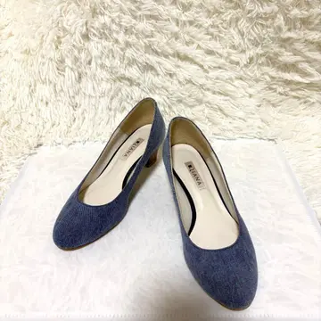 다이애나 데님 펌프스 로우힐 블루