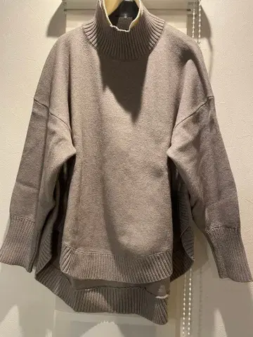 CLOCHE 크로셰 2중 옷깃 터틀넥 니트 풀오버 베이지