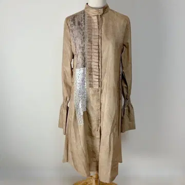 개성파 디자인 빈티지풍 레이스&프릴 롱 셔츠 원피스 F