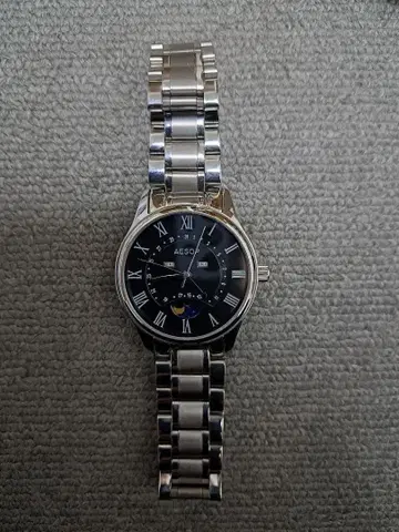 AESON 쿼츠 손목시계 문페이즈 블랙