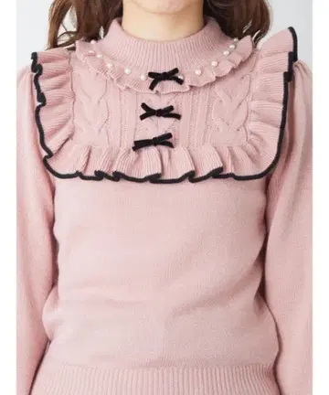 앙크루즈 Ank Rouge 요크 프릴 푸치 리본 니트