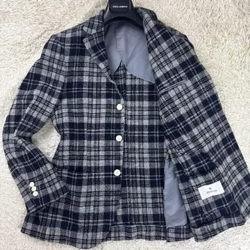 새상품급 에디피스 해리스 트위드 테일러드 자켓 체크 M