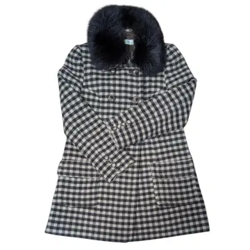 SNIDEL 체크 무늬 퍼 코트