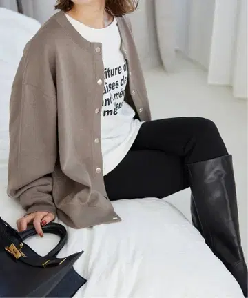 SLOBE IENA 더블 페이스 저지 스냅 가디건