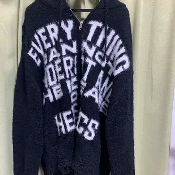 WEGO figments 샤기 니트 로고 더블 ZIP 후드티