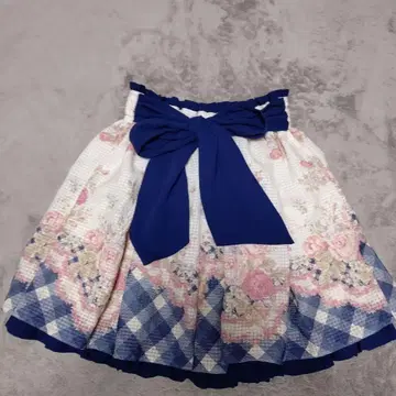 LIZ LISA 로즈 꽃무늬 체크 플레어 스커트