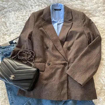 H&M 체크 무늬 테일러드 자켓