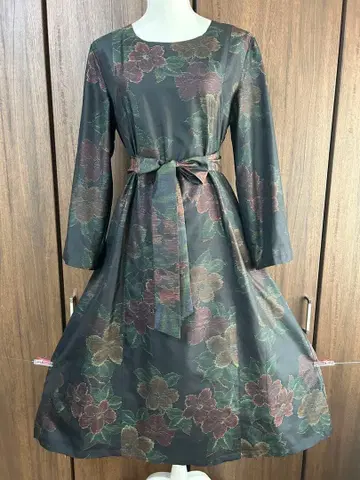 기모노 리메이크 오시마 명주 순수 실크 원피스 기모노 허리 리본 포함