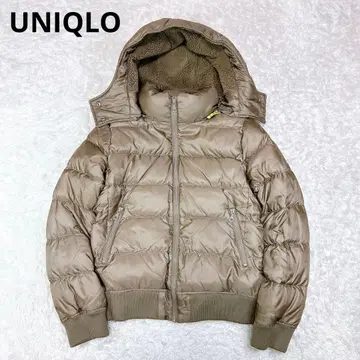유니클로 후드 다운 자켓 라이트 브라운 L