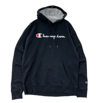 Champion 로고 자수 풀오버 후드티 블랙 2XL