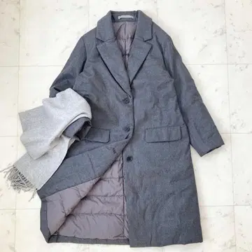 새상품급 띠어리 럭스 다운 체스터 코트 40 그레이 멜톤 울