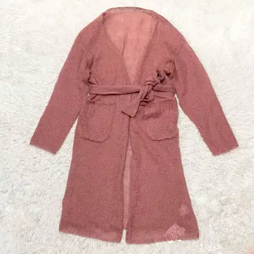 택 포함 ETRE TOKYO 니트 롱 가디건 핑크