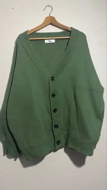 두꺼운 원단 가디건 그린 L 사이즈 남성용 가을/겨울