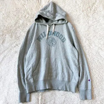 챔피온 맨투맨 후드티 그레이 로고 프린트 후디 쭈리 면 혼방