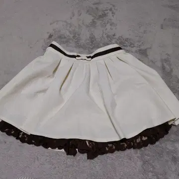 LIZ LISA 아이보리 플레어 스커트 브라운 레이스 치마바지